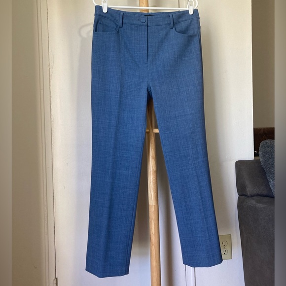 Theory Wool Blend Denim Portland Chambray Casual Straight Leg Trouser Pants - Picture 10 of 17